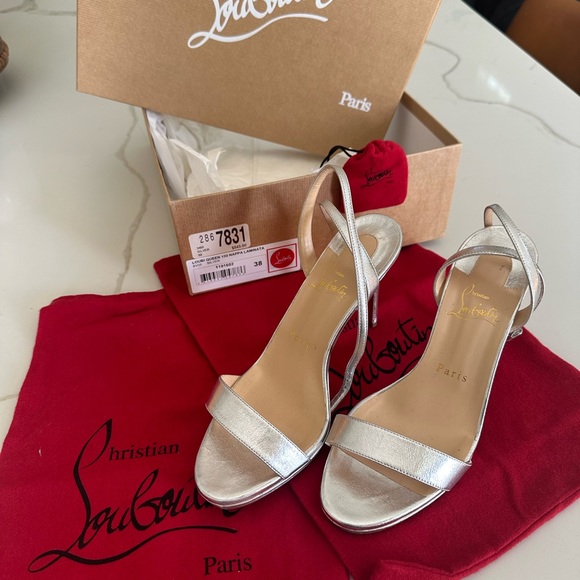Christian Louboutin Queen 100 nappa laminata silver - Picture 2 of 11